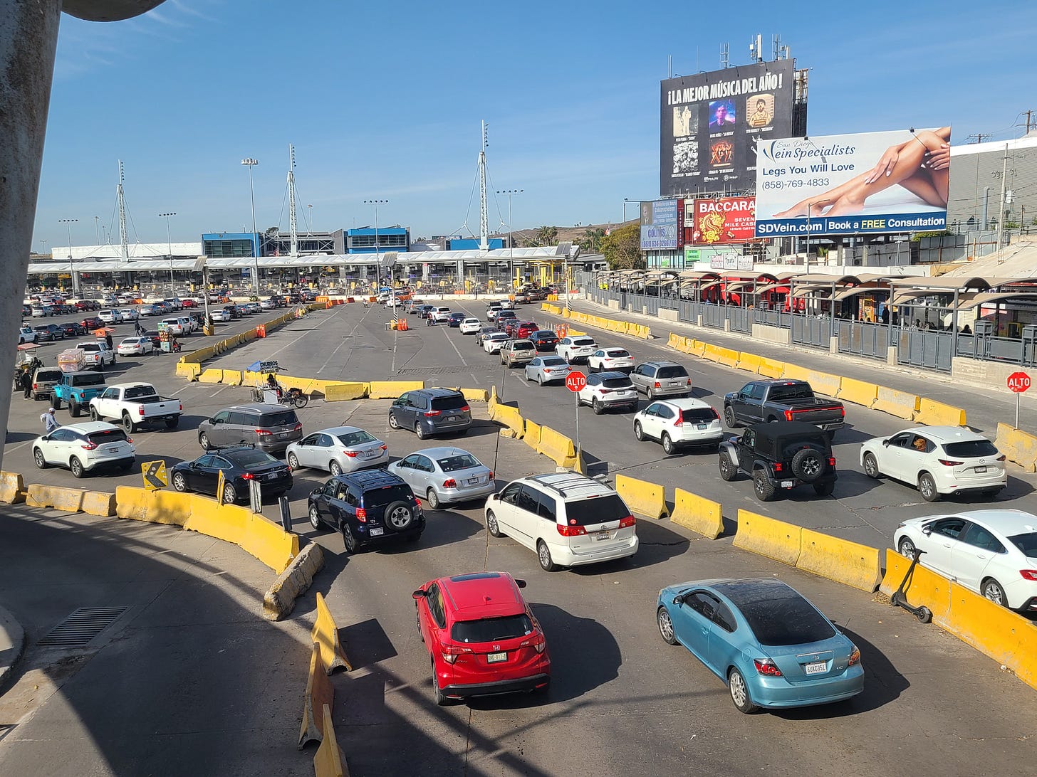 Cars wait in line at the San Ysidro Port of Entry