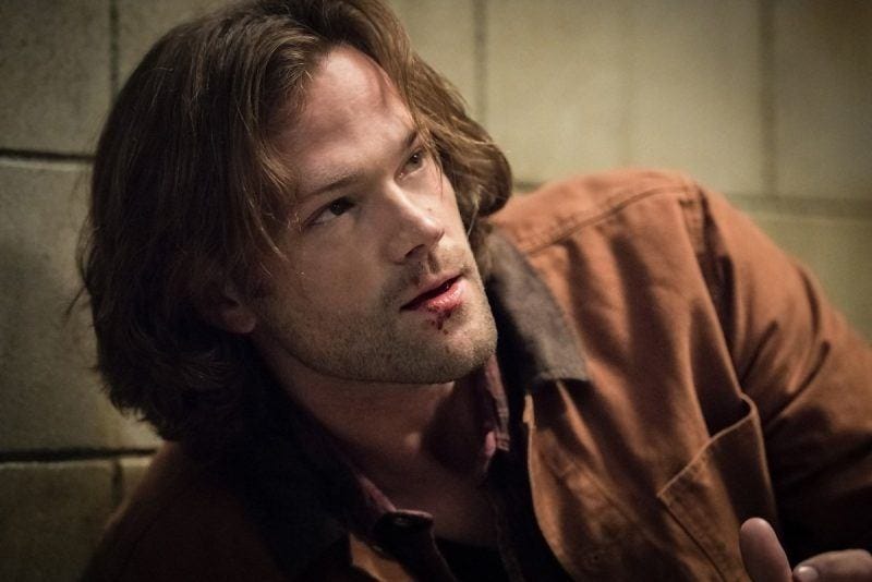 sam winchester watching dean getting beaten off by supernatural angels