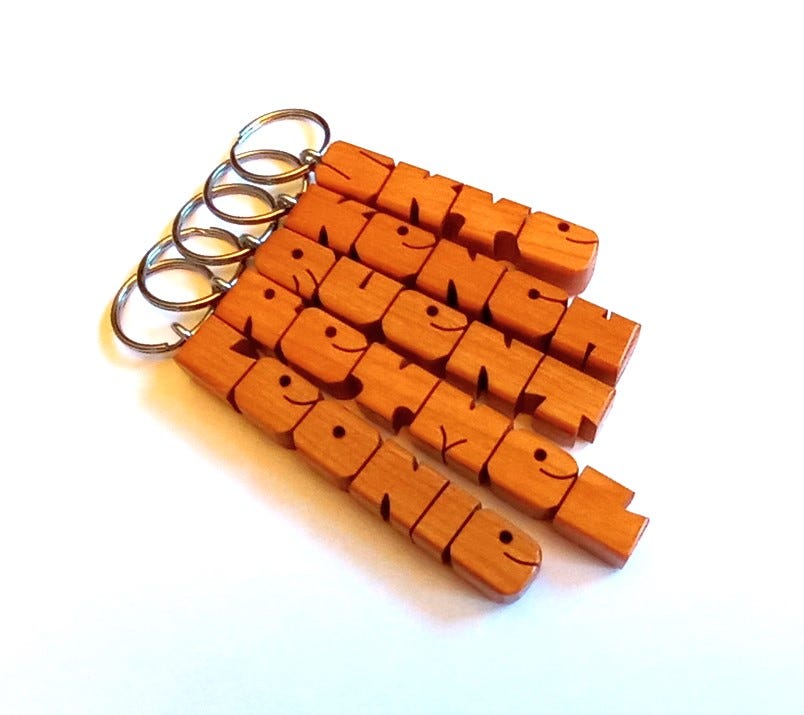 Cherry Wood Name Keychains