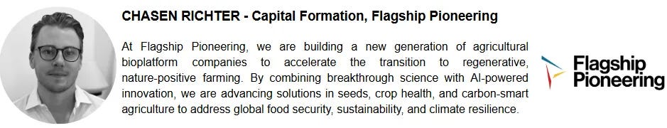 Chasen Richter discusses Flagship Pioneering’s investment in regenerative agri-biotech and carbon-smart food systems. Chasen Richter discusses Flagship Pioneering’s investment in regenerative agri-biotech and carbon-smart food systems.