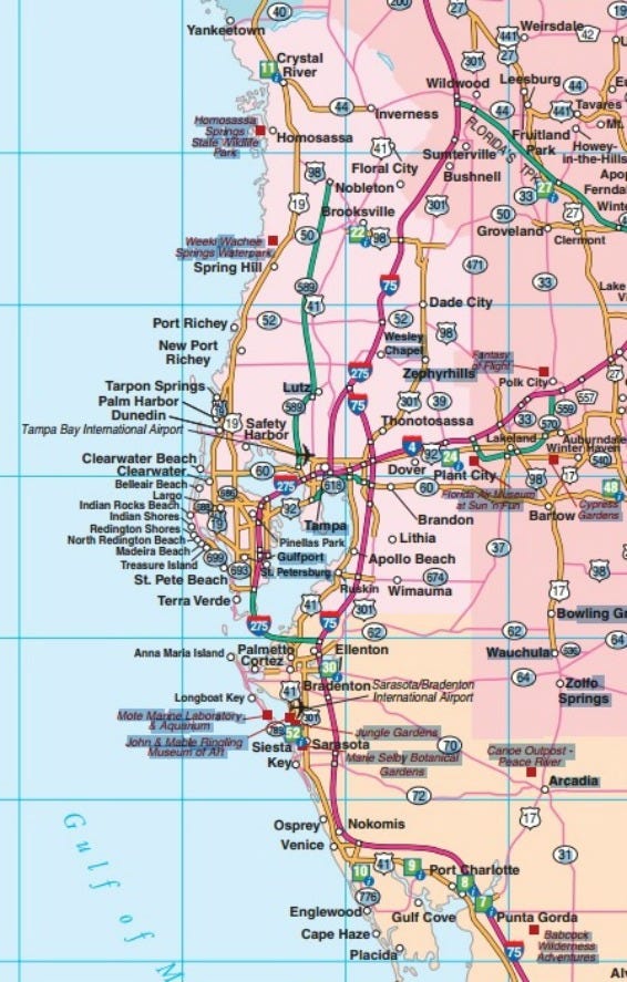 Central West Florida Map