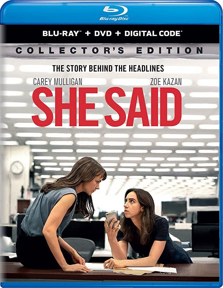 Amazon.com: She Said (Blu-Ray + DVD + Digital) : Carey Mulligan, Zoe Kazan,  Patricia Clarkson, Maria Schrader: Movies & TV