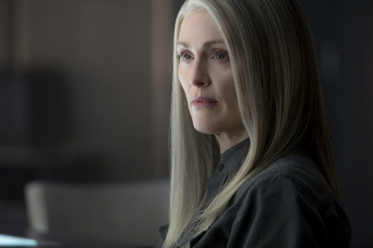 Official still image of Julianne Moore as President Alma Coin in # ...