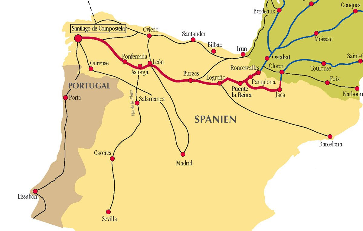 Jakobsweg Routen in Spanien - Camino de Santiago Routen