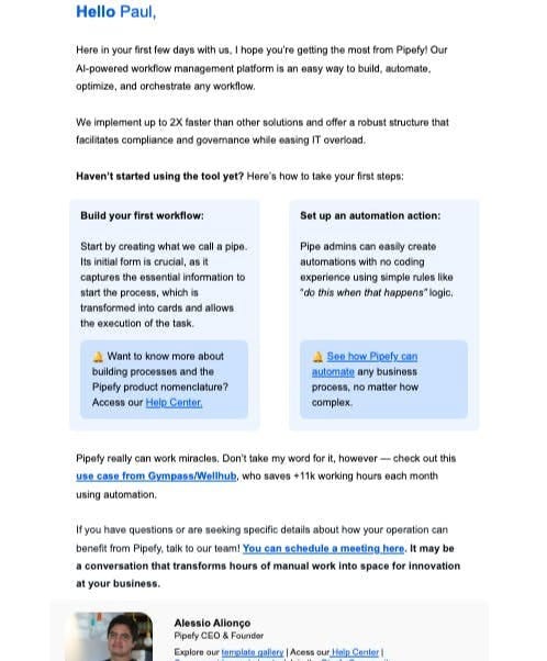 Pipefy self-segmentation onboarding email number 2