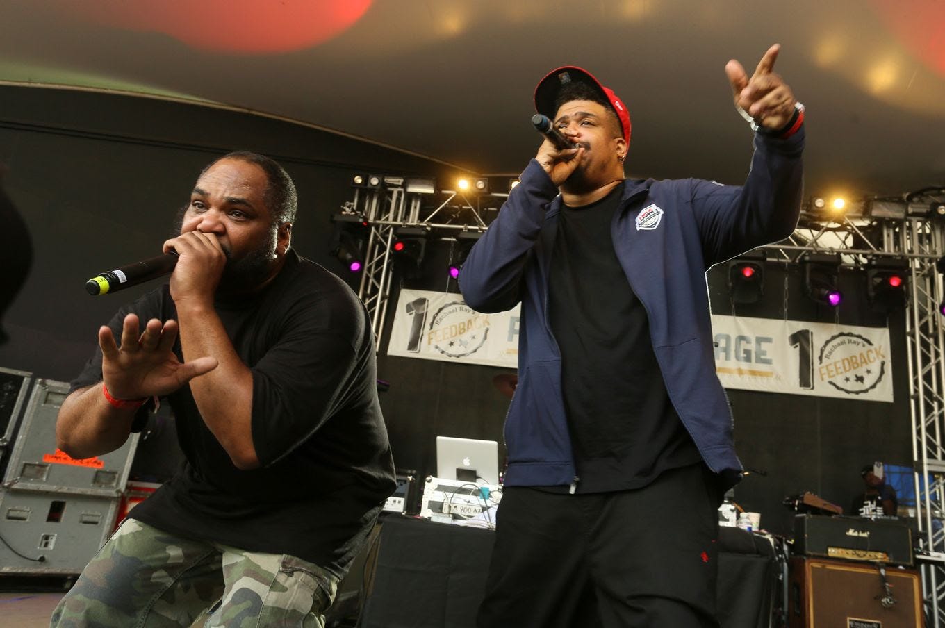 De La Soul’s Vincent Mason, left, and Trugoy the Dove perform in 2017. (Jack Plunkett/Invision/AP)