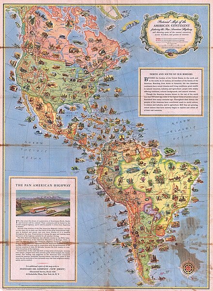 File:1930 Pictorial Map of North America and South America - Geographicus - PanAmericanHighway-standardoil-1930.jpg