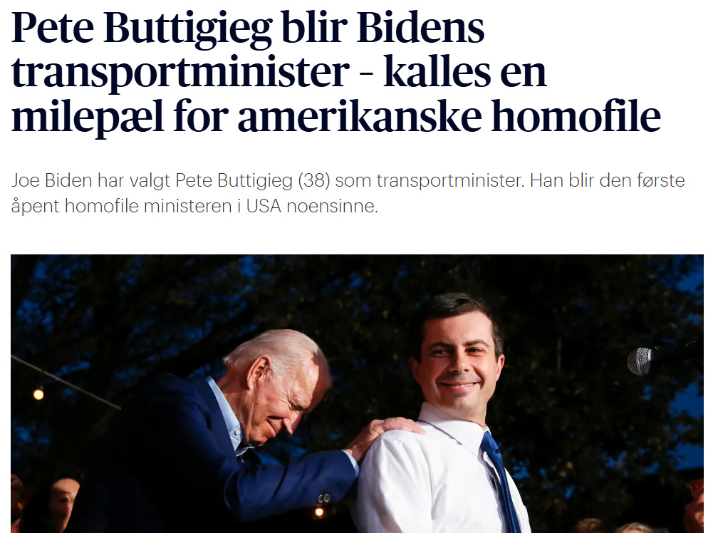 Aftenposten: Pete Buttigieg blir USAs første åpent homofile minister