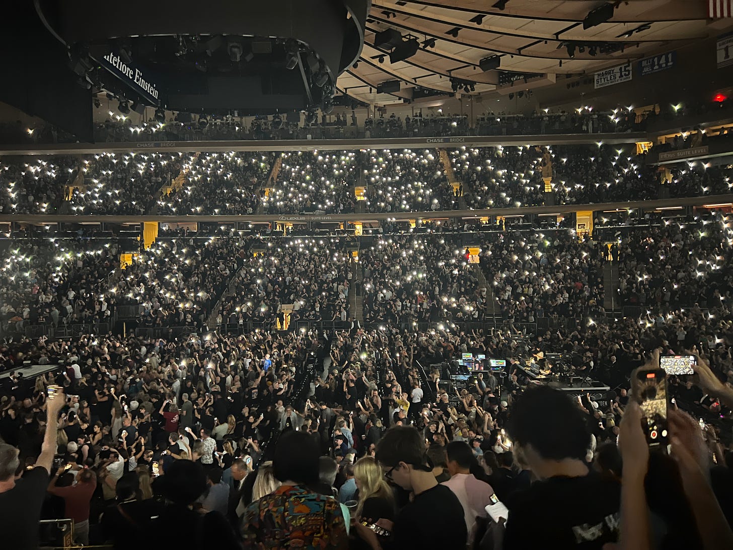 Madison Square Garden crowd after Depeche Mode show lit up by cellphones. 