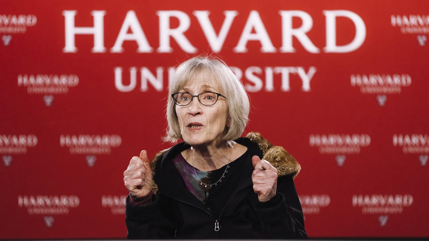 Harvard economist Claudia Goldin at a press conference Monday after she won the Nobel. Photo: Carlin Stiehl/Getty Images.