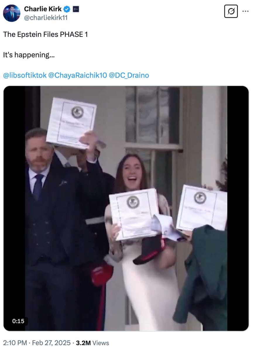 Charlie Kirk posted MAGA influencers posing with Epstein binders