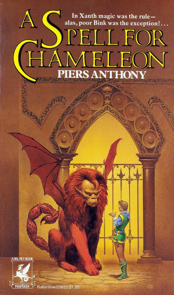 Book cover for A SPELL FOR CHAMELEON by Piers Anthony, published by Del Rey