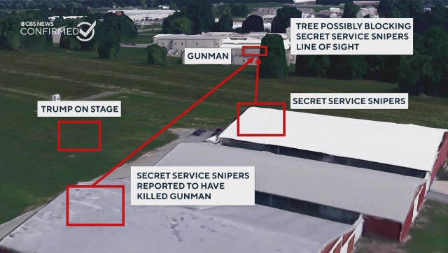 Tree may have blocked snipers' view of Trump rally gunman, maps show