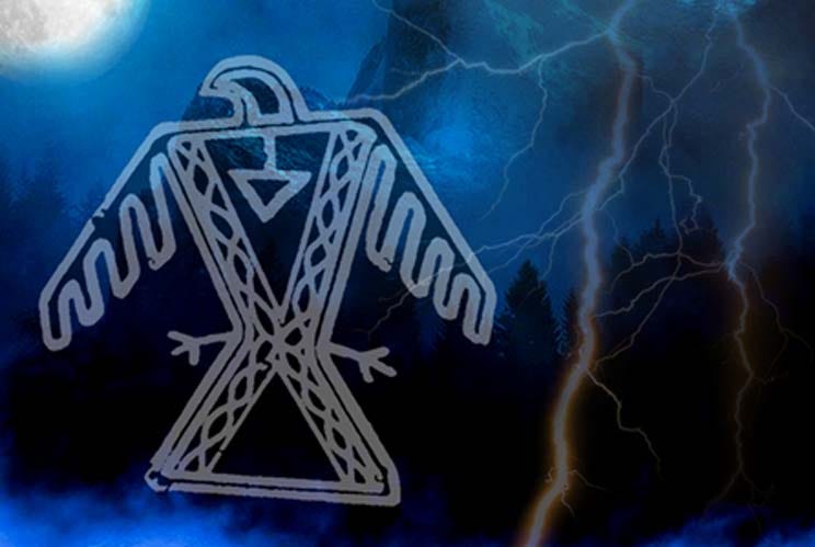 Traditional abstract representation of a mythical thunderbird manitou. (Image: Courtesy of the Author/ deriv: Liz Leafloor) Traditional abstract representation of a mythical thunderbird manitou. (Image: Courtesy of the Author/ deriv: Liz Leafloor)