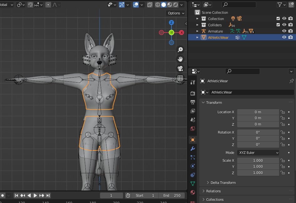 The object 'AthleticWear' is selected in Blender Outliner.