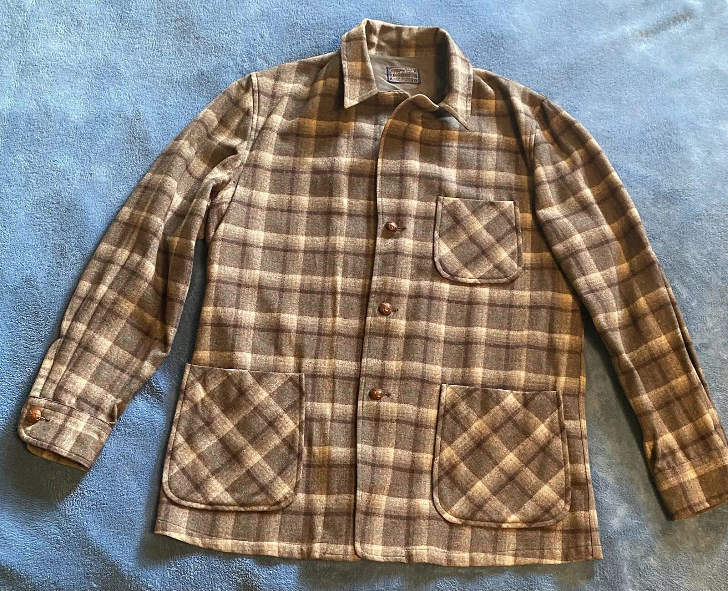 Vintage 60’s Pendleton Wool Blazer Jacket Made In USA  Sz L (24.5in W X 31in L) - Picture 1 of 24