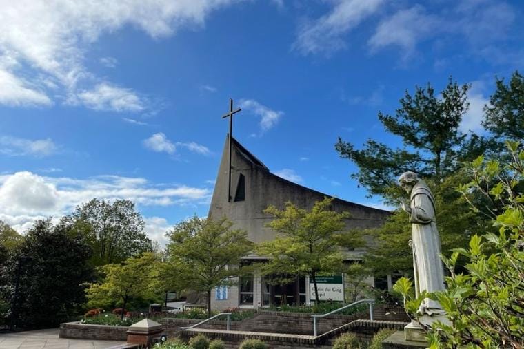 Franciscan University of Steubenville, Ohio, chapel and statue.