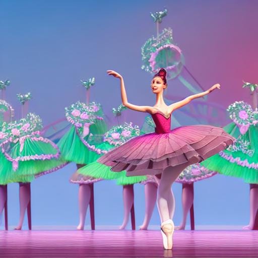 A cartoon of A ballerina on stage at the ballet