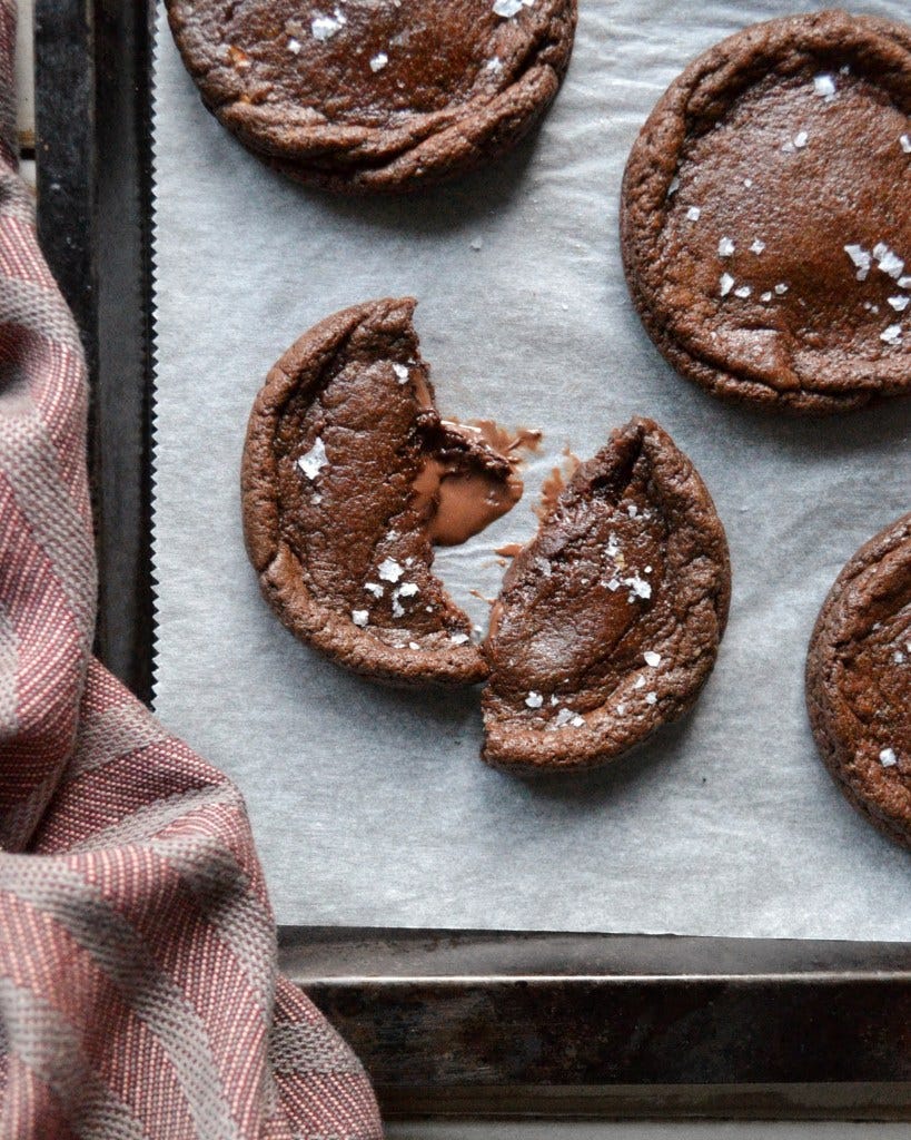 nutella stuffed triple chocolate cookies
