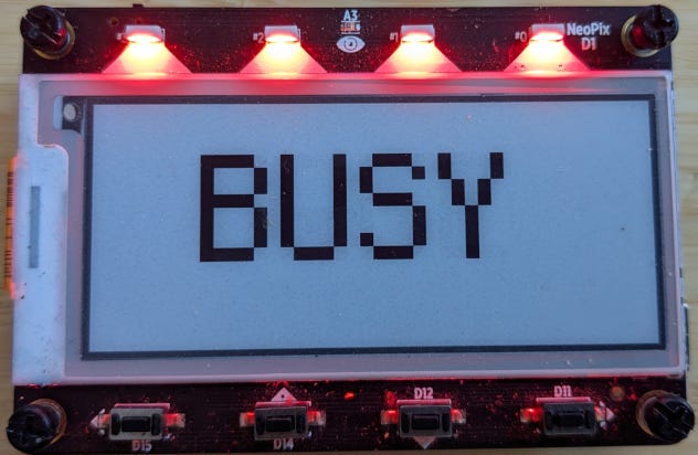 A screen that says busy