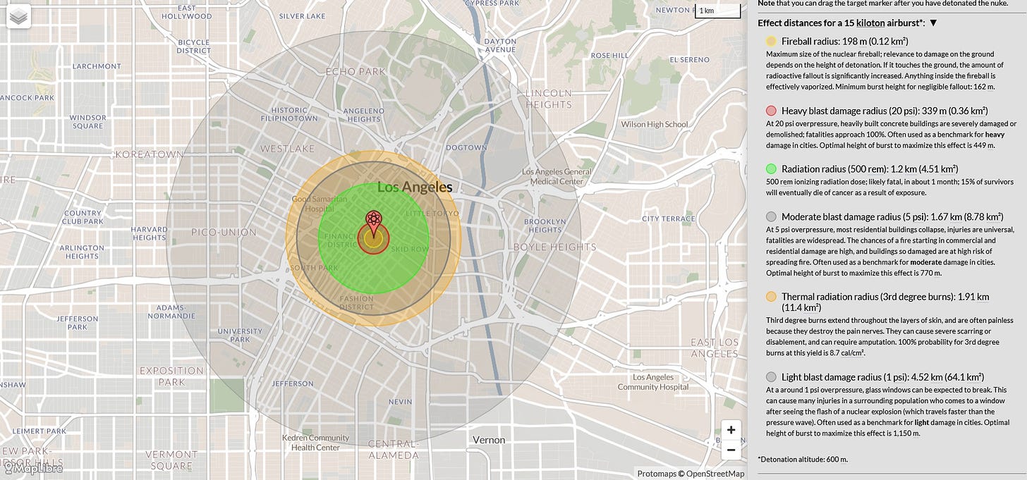 Simulation of nuke in Los Angeles
