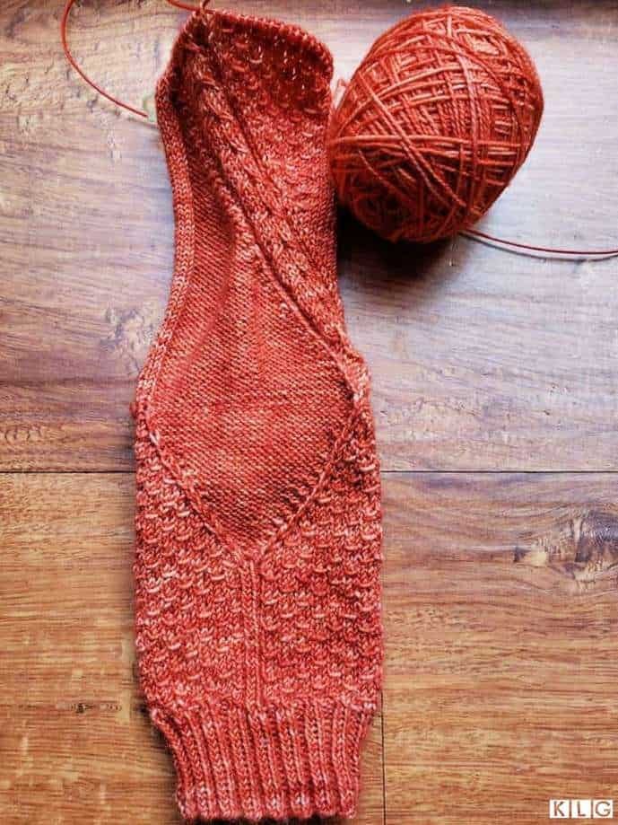 The Smaug sock nearly up to the toe. 