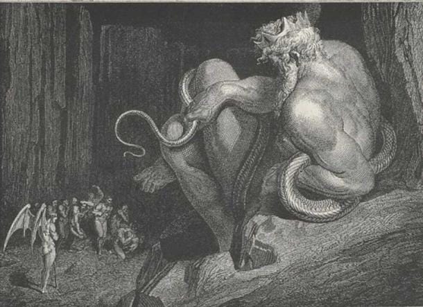 ‘There Minos stands’ – Canto V, line 4. (Public Domain) Gustave Doré's illustration of King Minos for Dante Alighieri's ‘Inferno.’