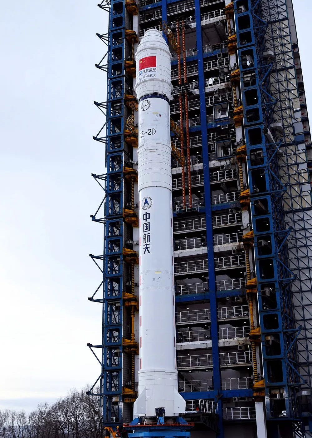 The Long March 2D Y99 vehicle at Launch Complex 9 prior to launch.