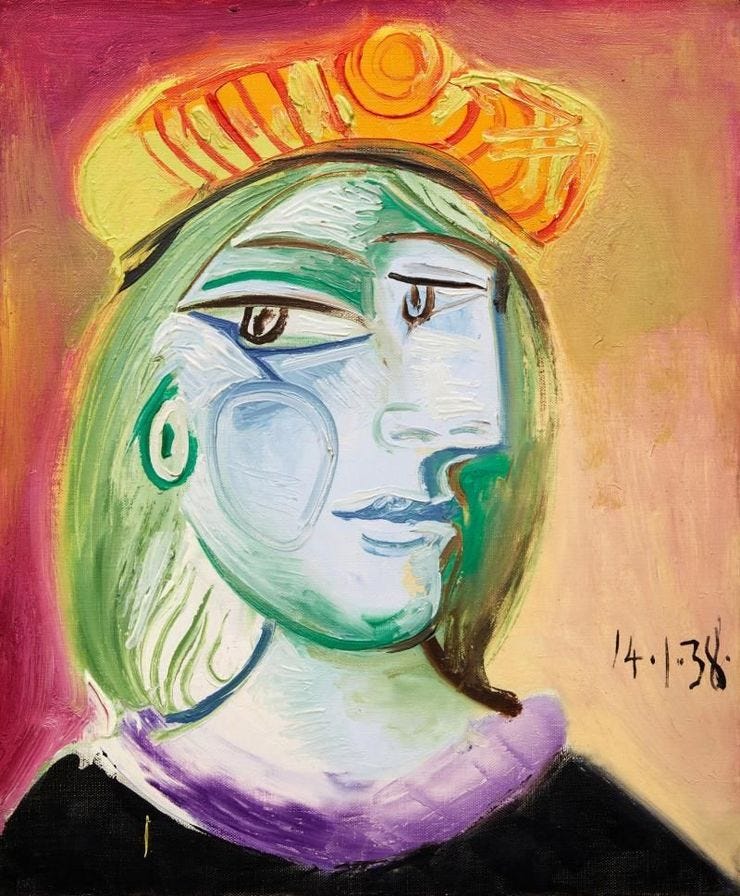 Picasso, «Femme au béret rouge-orange»