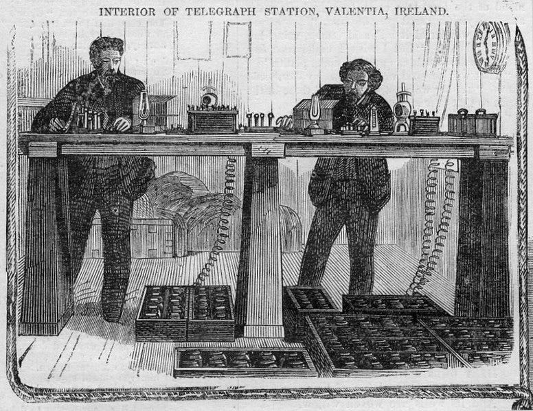 File:Interior of the Telegraph Station, Valentia, Ireland - Harper's Weekly, 1866.jpg