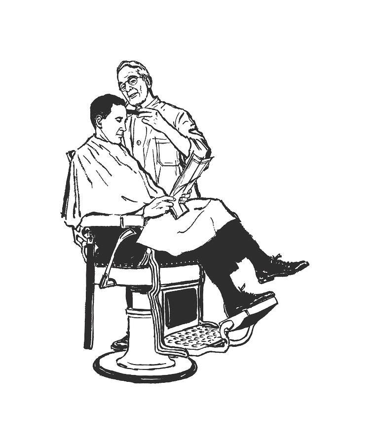 Illustration of customer receiving haircut at barber shop Drawing by CSA  Images - Pixels
