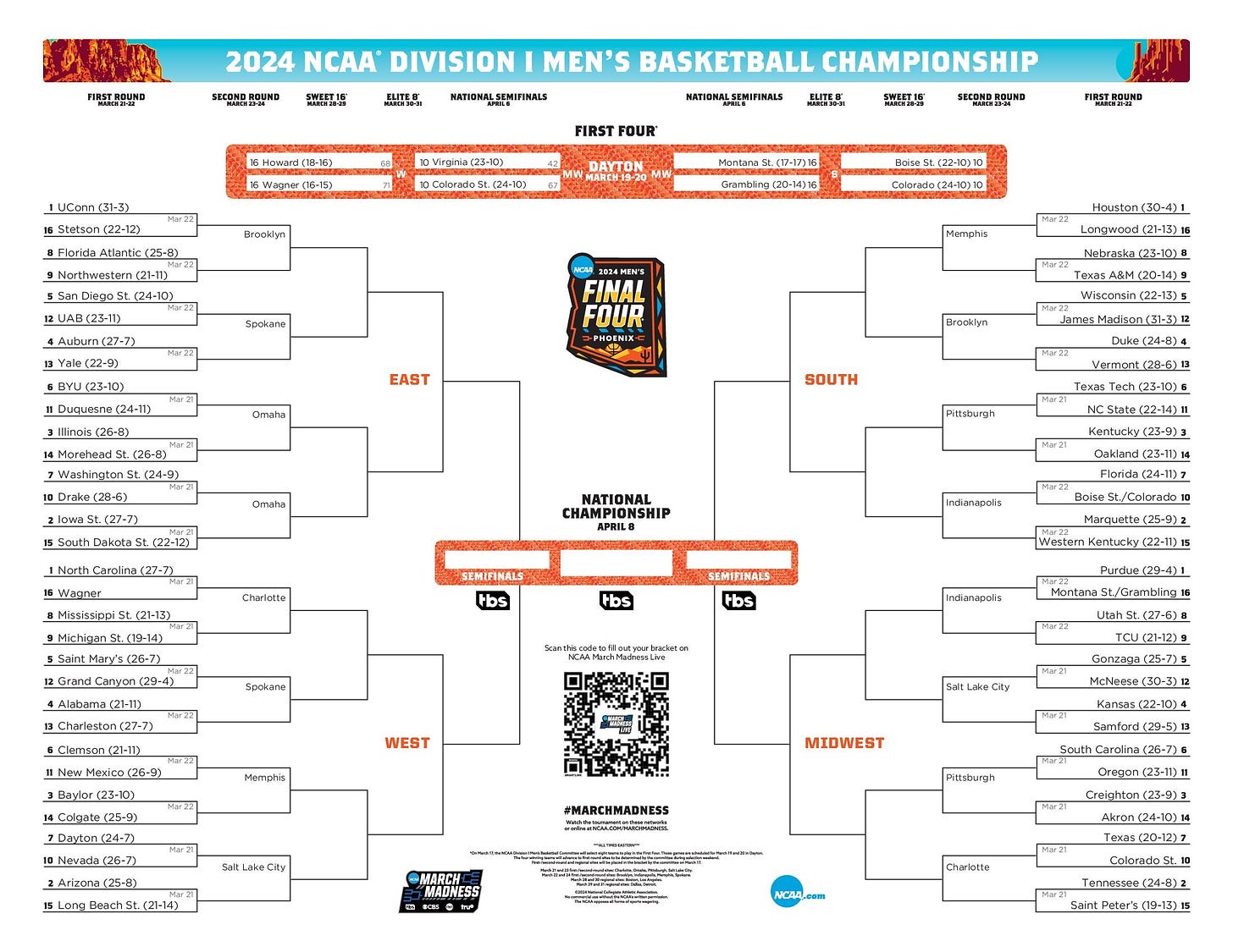 Latest bracket, schedule and scores for 2024 NCAA men's tournament |  NCAA.com