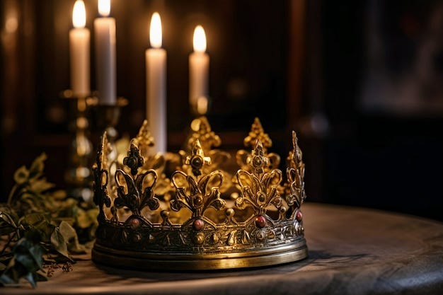 Medieval crown of royalty still life