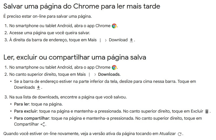 Passo a passo do Google Chrome para salvar páginas da internet (Reprodução)