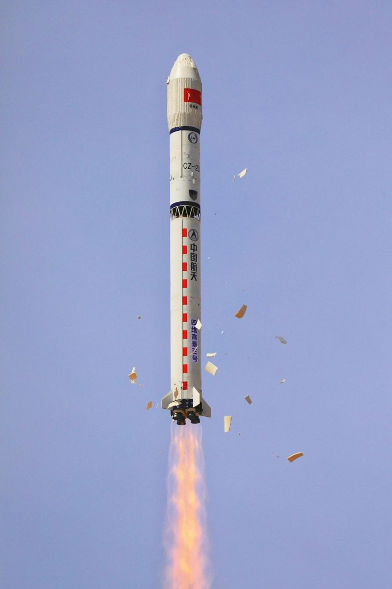 The Long March 2D Y97 vehicle lifting off from the Jiuqan Satellite Launch Center.