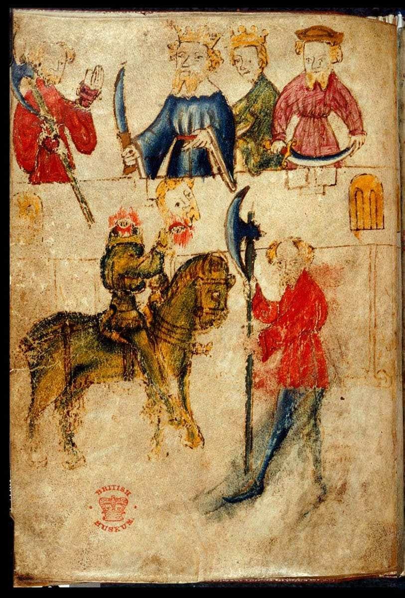 sir gawain green knight image from manuscript
