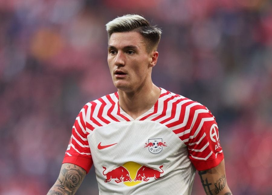 A general photo of RB Leipzig's Benjamin Sesko