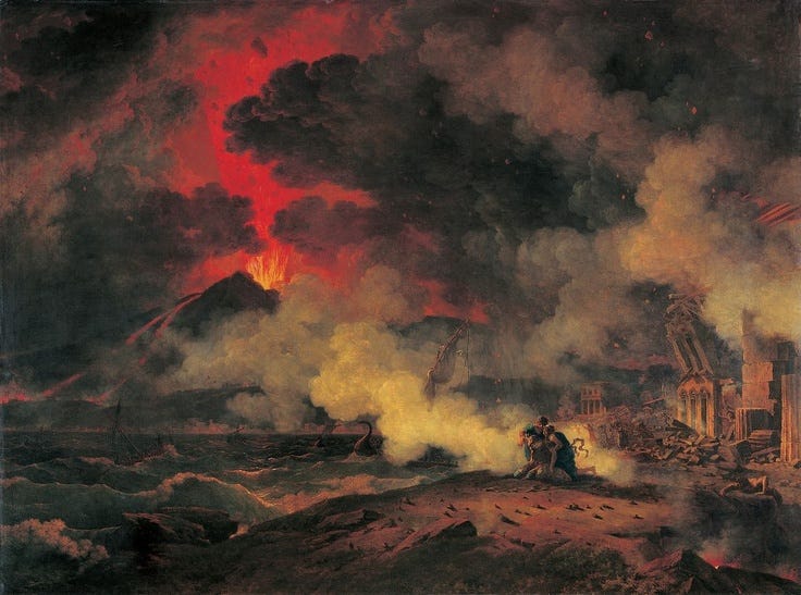 This may contain: a painting of people standing on top of a hill
