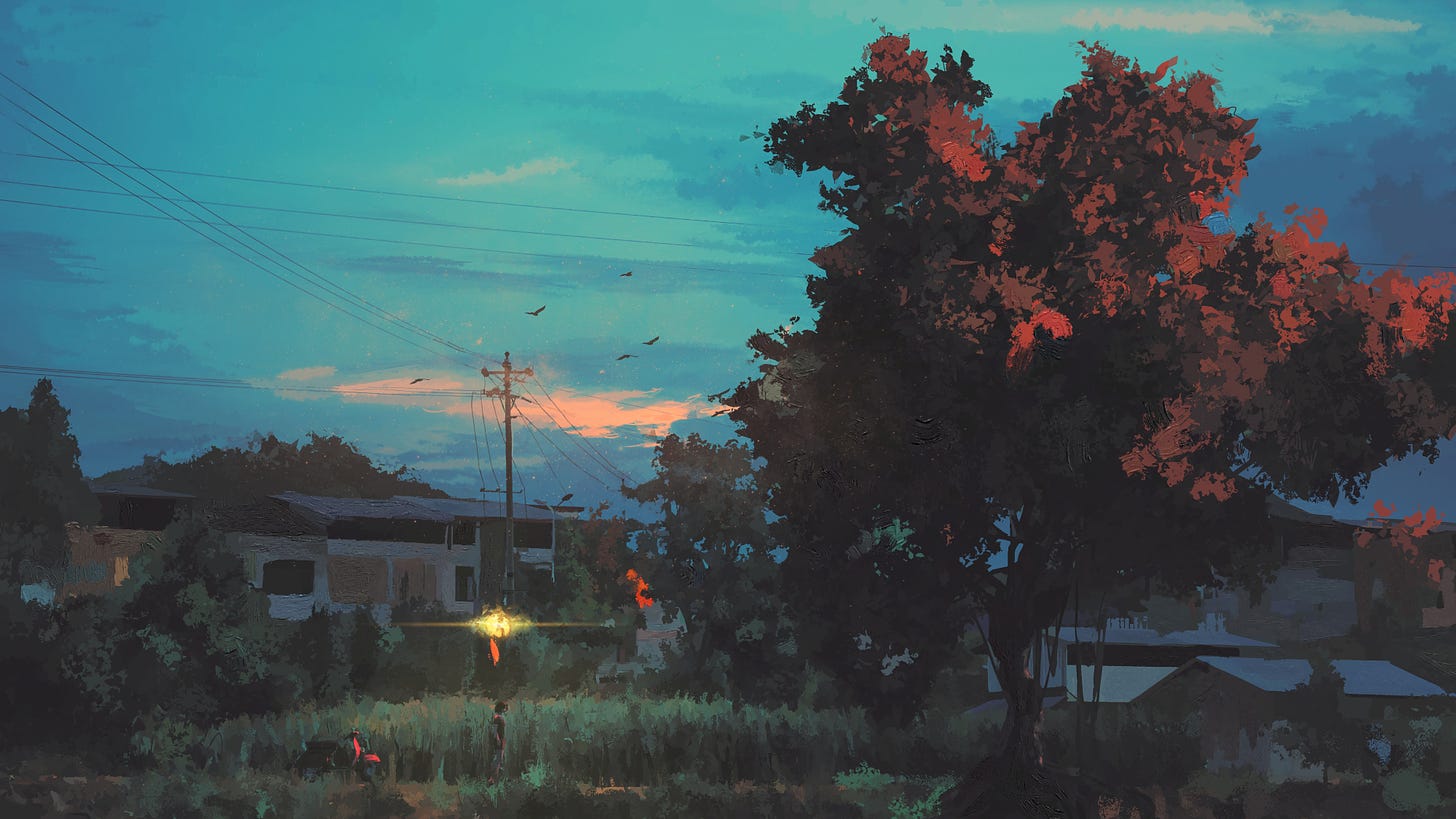 General 4000x2250 power lines trees plants birds sky lights digital art women with scooters artwork women standing women outdoors house