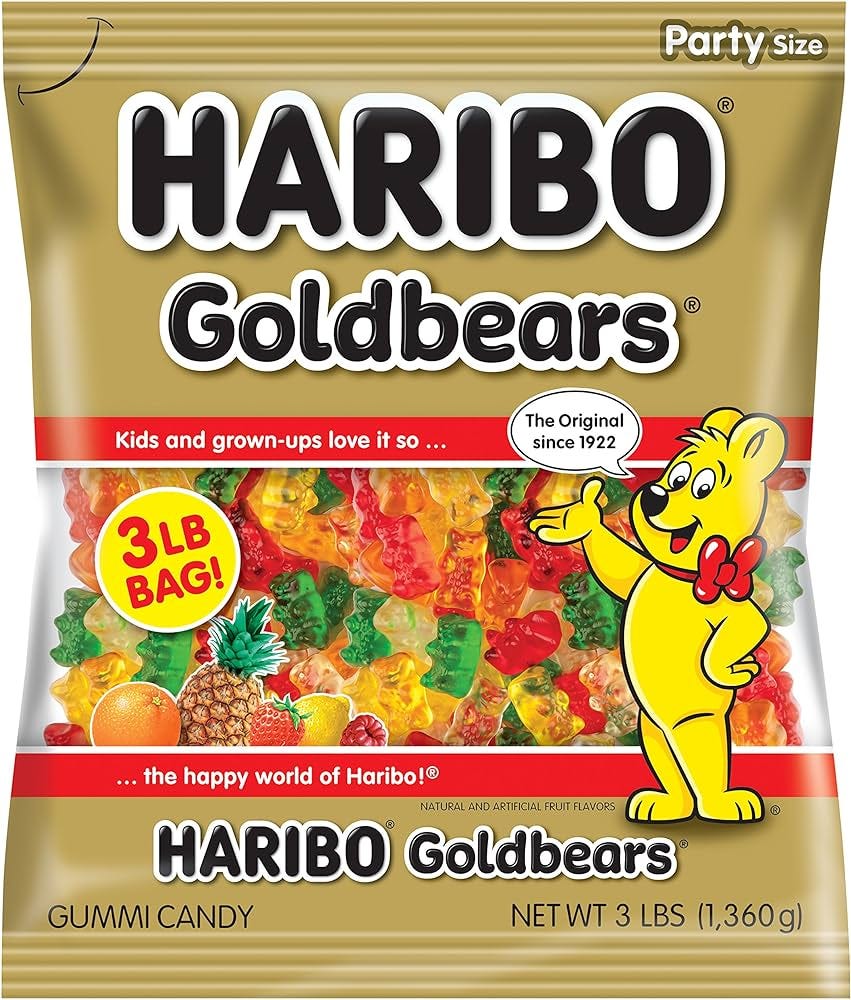 HARIBO Gummi Candy, Original Goldbears, 3 lb. Bag