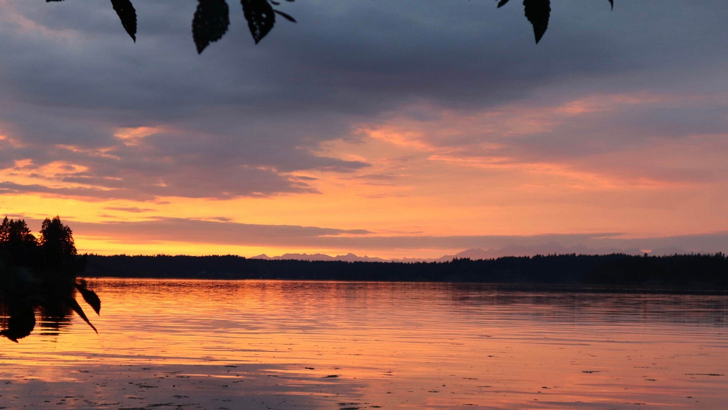 Orange sunset lighting up the water