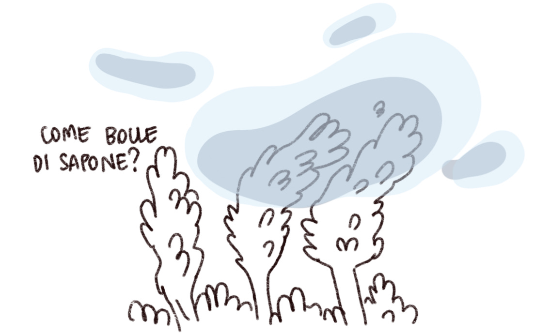 alberi al vento con didascalia: come bolle di sapone?