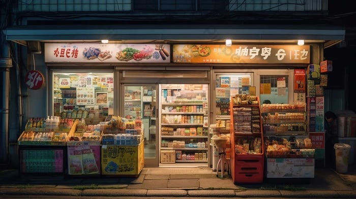 Japanese Food And Beverage Shop With Various Foods Beverages On A Corner  Backgrounds | JPG Free Download - Pikbest