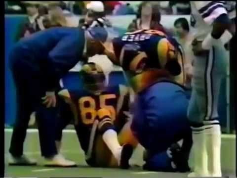 In the 1979 playoffs, Rams HOF Jack Youngblood suffered a fractured left  fibula against the Cowboys in the Divisional round. He would return to the  game and get a sack. He then
