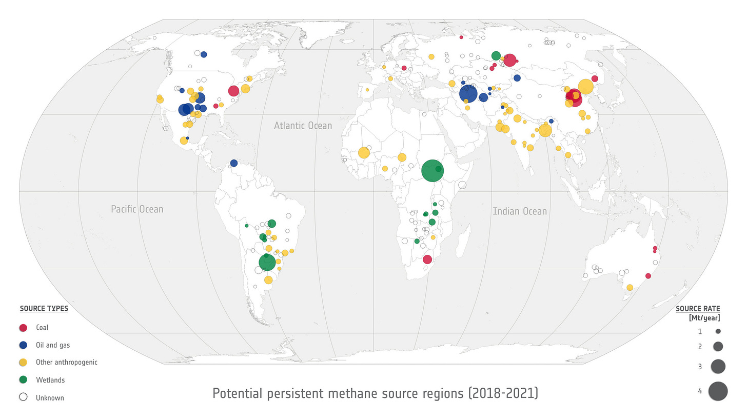 Top 10 persistent methane sources