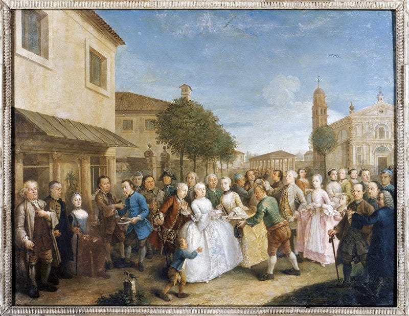 Festa alla villa Widmann, Andrea Pastò, 1750 circa. Galleria dell'Accademia Carrara, Bergamo