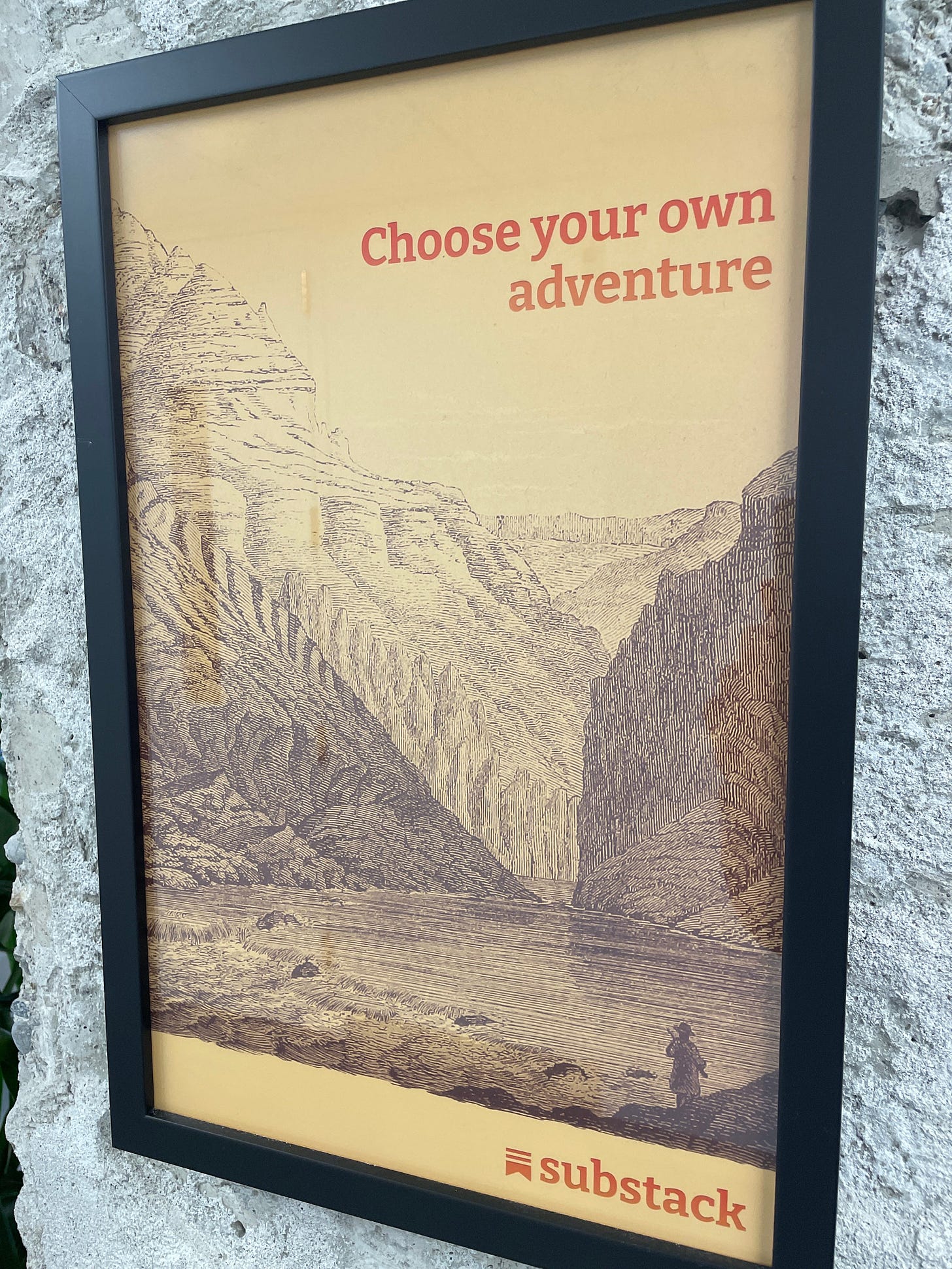 Choose your own adventure wall poster at Substack HQ