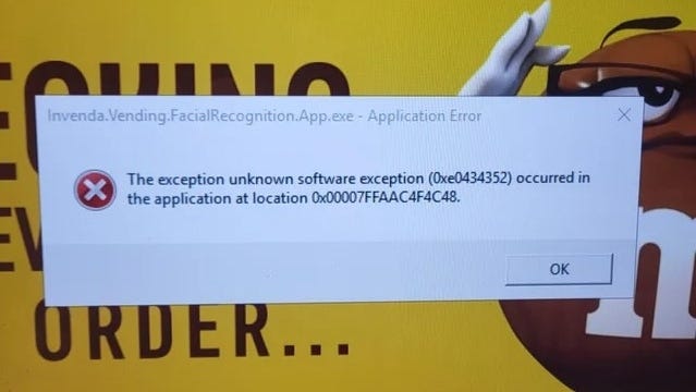 Facial recognition' error message on vending machine sparks concern at  University of Waterloo | CTV News