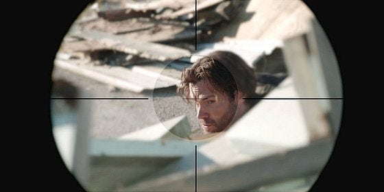 Walker Jared Padalecki in crosshairs of rifle.