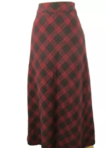 Vintage GAP Womens Maxi Skirt Size 6 Red Tartan Plaid Wool Blend - Picture 1 of 6